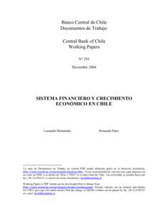 Banco Central de Chile Documentos de Trabajo Central Bank of Chile Working Papers N° 291 Diciembre 2004