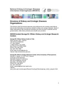 Directory of Kidney and Urologic Diseases Organizations