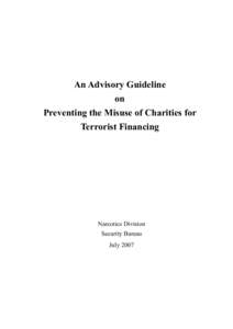 An Advisory Guideline on Preventing the Misuse of Charities for Terrorist Financing  Narcotics Division