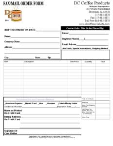 DC Coffee Products  FAX/MAIL ORDER FORM