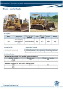 Dozer—crawler/loader  Description Mass  Dimension