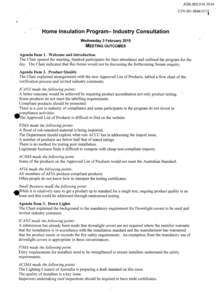 AGS[removed]CTH[removed]I Home Insulation Program- Industry Consultation Wednesday 3 February 2010