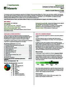 Investissements  Aperçu du fonds CATÉGORIE D’ACTIONS ASIATIQUES MANUVIE SÉRIE F