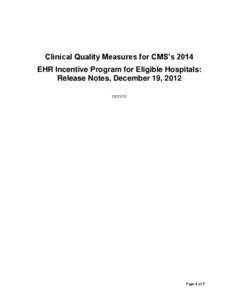Clinical Quality Measures for CMS’s 2014