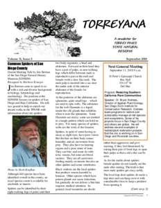 TORREYANA A newsletter for TORREY PINES STATE NATURAL RESERVE Volume 11, Issue 5