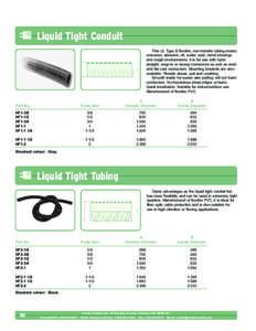 Liquid Tight Conduit This UL Type B flexible, non-metallic tubing resists corrosion, abrasion, oil, water, acid, metal shavings and rough environments. It is for use with nylon straight, snap-in or sweep connectors as we