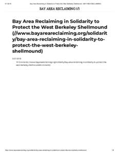 Bay Area Reclaiming in Solidarity to Protect the West Berkeley Shellmound - BAY AREA RECLAIMING BAY AREA RECLAIMING (/)