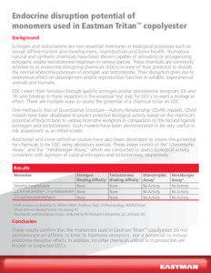 Endocrine disruption potential of monomers used in Eastman Tritan™ copolyester Background