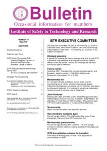 Bulletin  Occasional information for members Institute of Safety in Technology and Research NUMBER 44