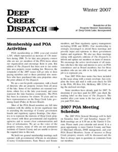 DEEP CREEK DISPATCH ➠ Membership and POA Activities