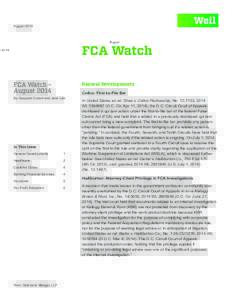 August[removed]FCA Watch FCA Watch – August 2014