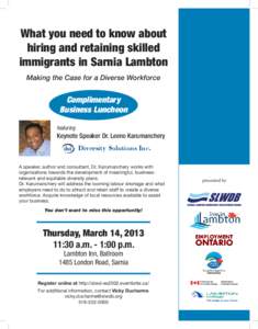 What you need to know about hiring and retaining skilled immigrants in Sarnia Lambton Making the Case for a Diverse Workforce  Complimentary