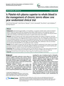 Blood products / Platelet-rich plasma / Autologous blood injection / Platelet-poor plasma / Tennis elbow / Prolotherapy / Epicondylitis / Platelet / Rheumatoid arthritis / Medicine / Anatomy / Health