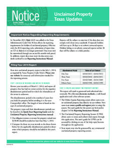 [removed]Unclaimed Property Texas Updates