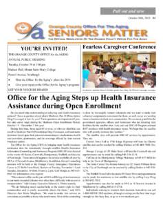   Pull out and save October 18th, 2013 B1  Orange County Office For The Aging