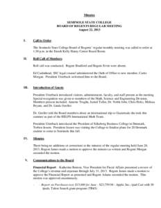 Education in Florida / Seminole State College of Florida / Florida / Minutes / Second / Seminole High School / Utterback / Agenda / Board of directors / Parliamentary procedure / Meetings / Business