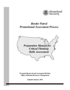 Border Patrol Promotional Assessment Process Preparation Manual for Critical Thinking Skills Assessment