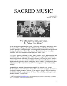 Why Children Should Learn Chant (Sacred Music Summer 2004)