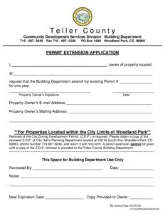 Teller County Community Development Services Division Building Department[removed]Fax[removed]