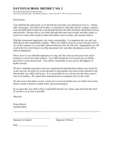 DAYTON SCHOOL DISTRICT NO. 2 υυυυυυυυυυυυυυυυυυυυυυυ Doug Johnson, Superintendent ~ 609 South Second Street ~ Dayton, WA 99328 ~ [removed]fax[removed]Dear Parents: Your child has the oppor