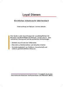 Loyal Dienen Kirchliches Arbeitsrecht diskriminiert Untersuchung von Dipl.pol. Corinna Gekeler