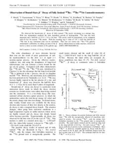 VOLUME 77, NUMBER 26  PHYSICAL REVIEW LETTERS Observation of Bound-State b 2 Decay of Fully Ionized