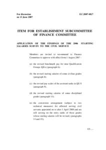 For discussion on 13 June 2007 EC[removed]ITEM FOR ESTABLISHMENT SUBCOMMITTEE