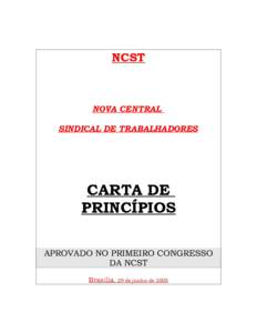 NCST  NOVA CENTRAL SINDICAL DE TRABALHADORES  CARTA DE