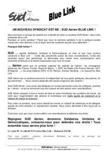 ___________________________________________________________________________________  UN NOUVEAU SYNDICAT EST NE : SUD Aérien BLUE LINK !