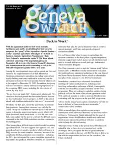 Vol. 14, Issue no. 40 December 8, 2014 Charles Akande, Editor  Back to Work!