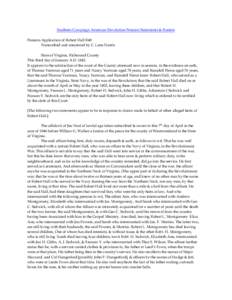 Southern Campaign American Revolution Pension Statements & Rosters Pension Application of Robert Hall R40 Transcribed and annotated by C. Leon Harris State of Virginia, Richmond County This third day of January A.D. 1842