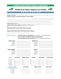 Kentucky Rural Water Finance Corporation 	
  	
  	
  	
  	
  Flexible-Term Finance Program (G.O. Bonds)  	
  