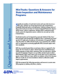Mini Trucks: Questions & Answers for State Inspection and Maintenance Program (EPA-420-F[removed])