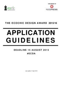 ORGANISED BY  T H E E C O C H I C D E S I G N A W A R DAPPLICATION GUIDELINES