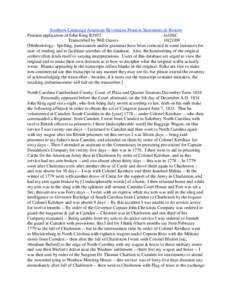 Southern Campaign American Revolution Pension Statements & Rosters Pension application of John King R5957 fn10SC Transcribed by Will Graves[removed]Methodology: Spelling, punctuation and/or grammar have been corrected 