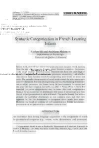 Infancy, 1–17, 2010 Copyright  International Society on Infant Studies (ISIS) ISSN: printonline DOI: j00022.x  Syntactic Categorization in French-Learning