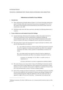 IN THE MATTER OF THE ROYAL COMMISSION INTO TRADE UNION GOVERNANCE AND CORRUPTION Submissions on behalf of Cesar Melhem 1.