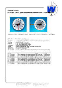 Impulse System Analogue Clocks type impulse with illumination of LED’s