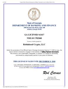 Georgia Seller of Payment Instruments and Money Transmitter License Certiﬁcate Retrieval Site  