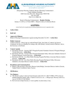 ALBUQUERQUE HOUSING AUTHORITY “Empowering people in our community through affordable housing and self-sufficiency opportunities.” Albuquerque Housing Authority Board of Housing Commissioners Carnis Salisbury Building