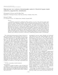 Limnol. Oceanogr., 44(5), 1999, 1316–1322 q 1999, by the American Society of Limnology and Oceanography, Inc. High-pressure size exclusion chromatography analysis of dissolved organic matter isolated by tangential-flow