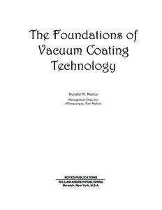 The Foundations of Vacuum Coating Technology  The Foundations of