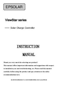 EPSOLAR ViewStar series —— Solar Charge Controller INSTRUCTION MANUAL