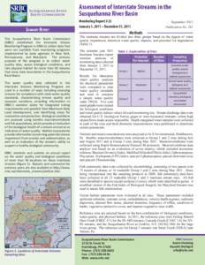 Susquehanna River Basin Commission Summary Report The Susquehanna River Basin Commission (SRBC) established the Interstate Stream