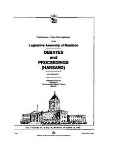 First Session -Thirty-Fifth Legislature of the Legislative Assembly of Manitoba  DEBATES
