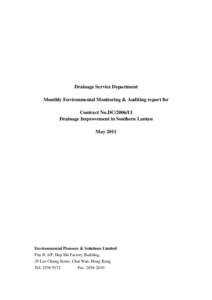 Drainage Service Department Monthly Environmental Monitoring & Auditing report for Contract No.DC[removed]Drainage Improvement in Southern Lantau May 2011