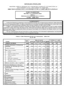 REPUBLIQUE TOGOLAISE MINISTERE AUPRES DU PRESIDENT DE LA REPUBLIQUE CHARGE DE LA PLANIFICATION, DU DEVELOPPEMENT ET DE L’AMENAGEMENT DU TERRITOIRE DIRECTION GENERALE DE LA STATISTIQUE ET DE LA COMPTABILITE NATIONALE