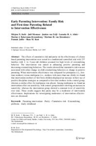 J Child Fam Stud[removed]:55–83 DOI[removed]s10826[removed]ORIGINAL PAPER Early Parenting Intervention: Family Risk and First-time Parenting Related