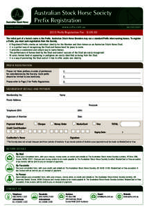 Australian Stock Horse Society Prefix Registration www.ashs.com.au  Amended: [removed]