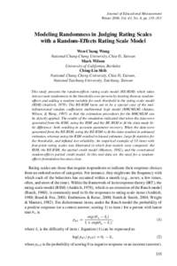 Journal of Educational Measurement Winter 2006, Vol. 43, No. 4, pp. 335–353 Modeling Randomness in Judging Rating Scales with a Random-Effects Rating Scale Model Wen-Chung Wang